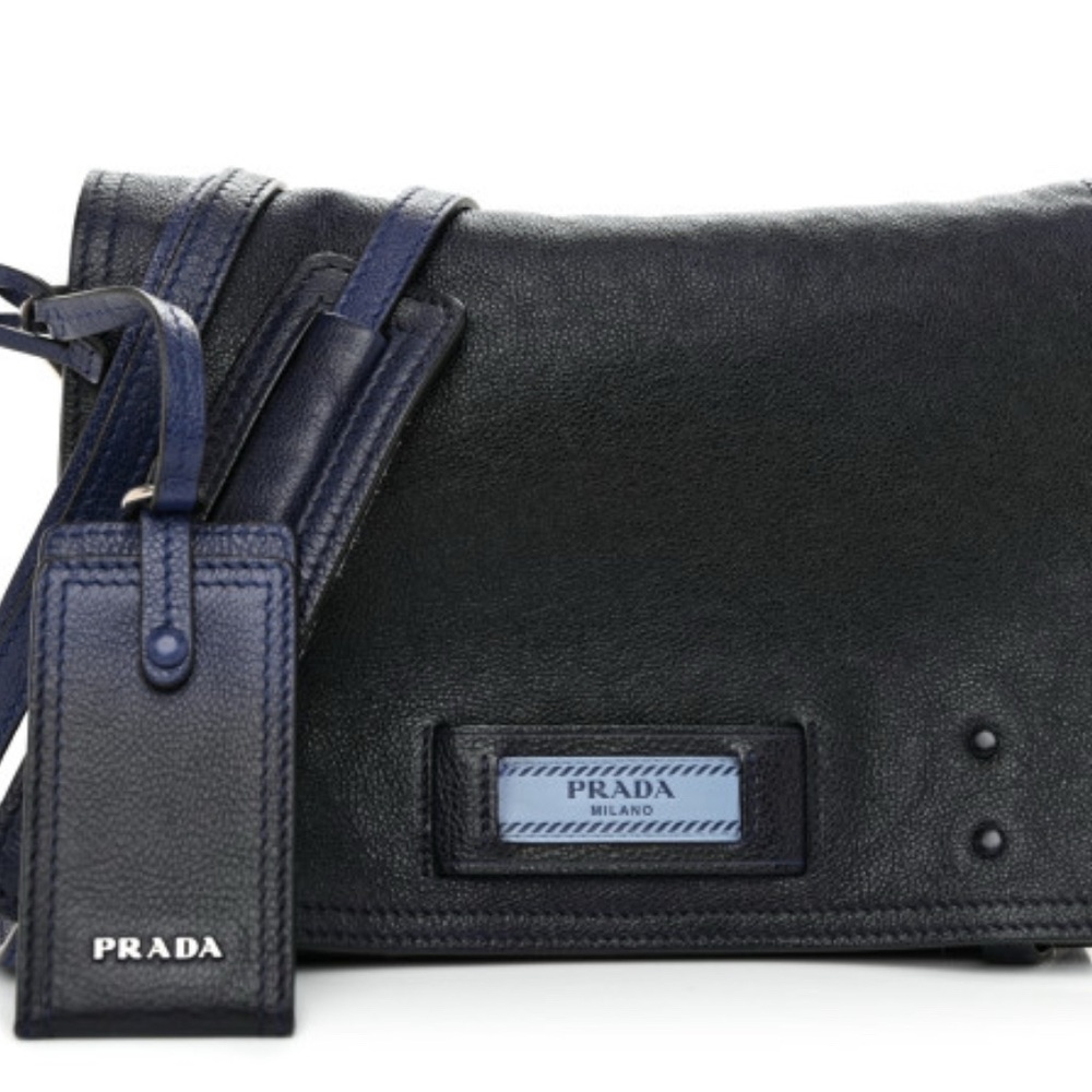 Prada Etiquette Blue Leather Handbag/Crossbody/Shoulder Handbag!